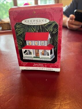 Hallmark Keepsake Ornament Farm House - Red and White